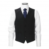 Black waistcoat, plain cloth, 54% polyester, 44% wool, 2% lycra